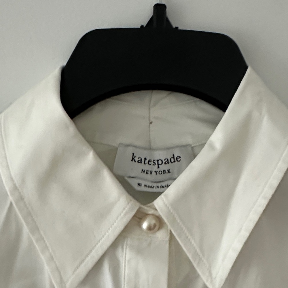 kate spade White Puff Sleeve Button-Up Blouse - Picture 2 of 3
